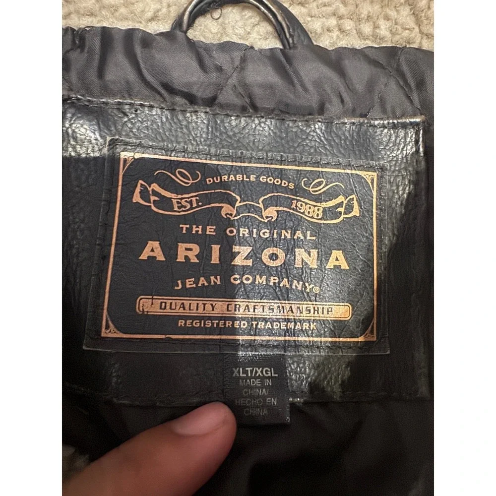 The Original Arizona Jean Mens Faux‎ Leather Bomber Jacket Sherpa Collar XLT |W1